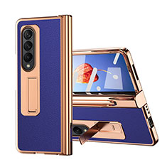 Coque Luxe Cuir et Plastique Housse Etui Mat ZL6 pour Samsung Galaxy Z Fold3 5G Bleu