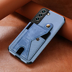 Coque Luxe Cuir Housse Etui A01D pour Samsung Galaxy S21 5G Bleu