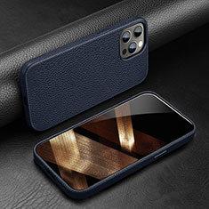 Coque Luxe Cuir Housse Etui A03 pour Apple iPhone 15 Pro Bleu