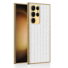 Coque Luxe Cuir Housse Etui AC2 pour Samsung Galaxy S21 Ultra 5G Blanc