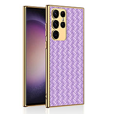Coque Luxe Cuir Housse Etui AC2 pour Samsung Galaxy S22 Ultra 5G Violet
