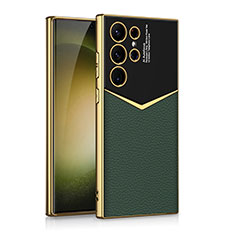Coque Luxe Cuir Housse Etui AC4 pour Samsung Galaxy S22 Ultra 5G Vert