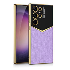 Coque Luxe Cuir Housse Etui AC4 pour Samsung Galaxy S22 Ultra 5G Violet