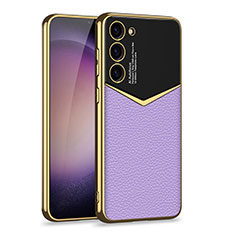 Coque Luxe Cuir Housse Etui AC4 pour Samsung Galaxy S23 Plus 5G Violet