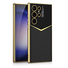 Coque Luxe Cuir Housse Etui AC4 pour Samsung Galaxy S23 Ultra 5G Noir