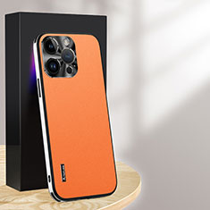 Coque Luxe Cuir Housse Etui AT1 pour Apple iPhone 13 Pro Max Orange