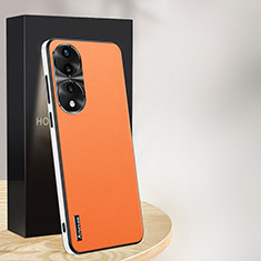 Coque Luxe Cuir Housse Etui AT1 pour Huawei Honor X7b Orange