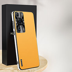 Coque Luxe Cuir Housse Etui AT1 pour Huawei P60 Jaune