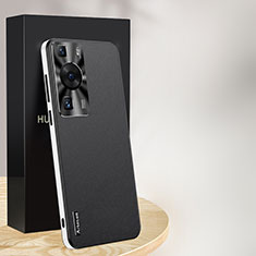 Coque Luxe Cuir Housse Etui AT1 pour Huawei P60 Noir