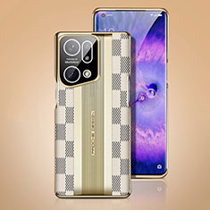 Coque Luxe Cuir Housse Etui AT1 pour Oppo Find X5 5G Blanc