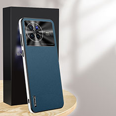 Coque Luxe Cuir Housse Etui AT1 pour Vivo X80 5G Bleu