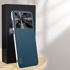 Coque Luxe Cuir Housse Etui AT1 pour Vivo X80 Pro 5G Bleu
