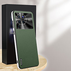 Coque Luxe Cuir Housse Etui AT1 pour Vivo X80 Pro 5G Vert
