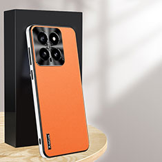 Coque Luxe Cuir Housse Etui AT1 pour Xiaomi Mi 14 5G Orange