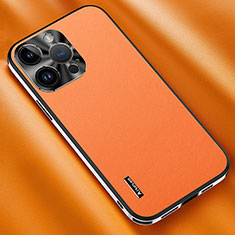Coque Luxe Cuir Housse Etui AT2 pour Apple iPhone 13 Pro Max Orange
