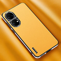 Coque Luxe Cuir Housse Etui AT2 pour Huawei P50 Pro Jaune