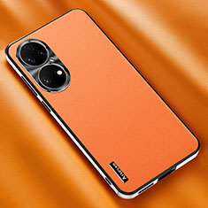 Coque Luxe Cuir Housse Etui AT2 pour Huawei P50 Pro Orange