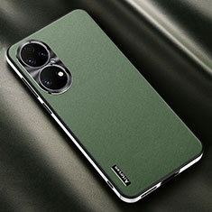 Coque Luxe Cuir Housse Etui AT2 pour Huawei P50 Pro Vert