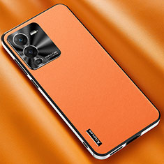 Coque Luxe Cuir Housse Etui AT2 pour Vivo V25 Pro 5G Orange