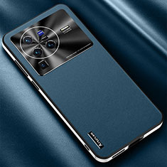Coque Luxe Cuir Housse Etui AT2 pour Vivo X80 Pro 5G Bleu