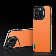 Coque Luxe Cuir Housse Etui AT5 pour Apple iPhone 14 Pro Max Orange