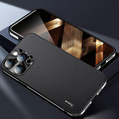 Coque Luxe Cuir Housse Etui AT7 pour Apple iPhone 15 Pro Noir