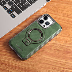 Coque Luxe Cuir Housse Etui avec Mag-Safe Magnetic Magnetique JD1 pour Apple iPhone 15 Pro Vert