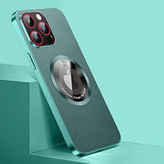 Coque Luxe Cuir Housse Etui avec Mag-Safe Magnetic Magnetique QC1 pour Apple iPhone 12 Pro Max Vert