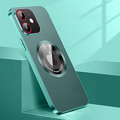 Coque Luxe Cuir Housse Etui avec Mag-Safe Magnetic Magnetique QC1 pour Apple iPhone 12 Vert