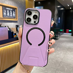 Coque Luxe Cuir Housse Etui avec Mag-Safe Magnetic Magnetique QC2 pour Apple iPhone 14 Pro Max Violet