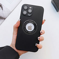 Coque Luxe Cuir Housse Etui avec Mag-Safe Magnetic Magnetique QC3 pour Apple iPhone 13 Pro Max Noir