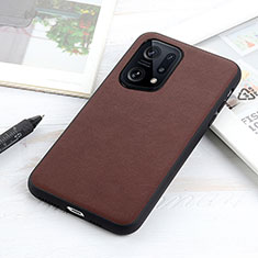 Coque Luxe Cuir Housse Etui B01H pour Oppo Find X5 5G Marron