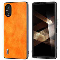 Coque Luxe Cuir Housse Etui B01H pour Sony Xperia 5 V Orange