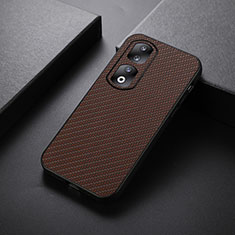 Coque Luxe Cuir Housse Etui B02H pour Huawei Honor 90 Pro 5G Marron