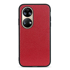 Coque Luxe Cuir Housse Etui B02H pour Huawei P50 Pro Rouge