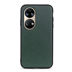 Coque Luxe Cuir Housse Etui B02H pour Huawei P50 Pro Vert