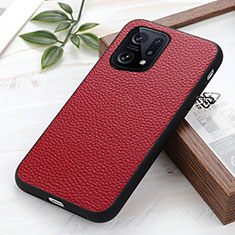 Coque Luxe Cuir Housse Etui B02H pour Oppo Find X5 5G Rouge