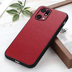 Coque Luxe Cuir Housse Etui B02H pour Oppo Find X5 Pro 5G Rouge