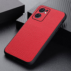 Coque Luxe Cuir Housse Etui B02H pour Oppo Reno7 5G Rouge