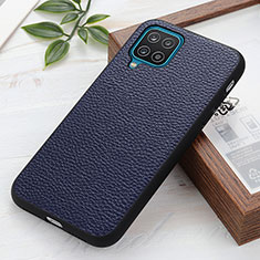 Coque Luxe Cuir Housse Etui B02H pour Samsung Galaxy A12 Bleu