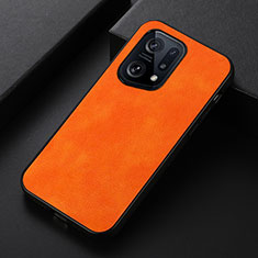 Coque Luxe Cuir Housse Etui B06H pour Oppo Find X5 5G Orange