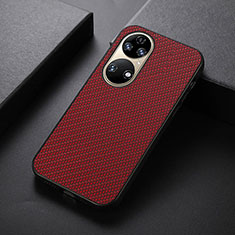 Coque Luxe Cuir Housse Etui B07H pour Huawei P50 Pro Rouge