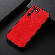Coque Luxe Cuir Housse Etui B07H pour Oppo A16 Rouge