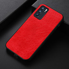 Coque Luxe Cuir Housse Etui B07H pour Oppo Reno6 5G Rouge