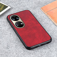 Coque Luxe Cuir Housse Etui B08H pour Huawei P50 Pro Rouge