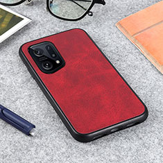 Coque Luxe Cuir Housse Etui B08H pour Oppo Find X5 5G Rouge