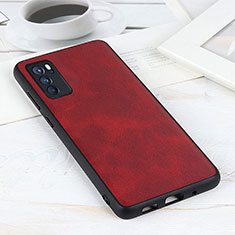 Coque Luxe Cuir Housse Etui B08H pour Oppo Reno6 Pro 5G India Rouge