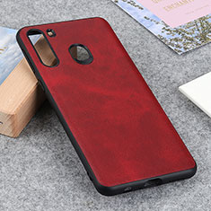 Coque Luxe Cuir Housse Etui B08H pour Samsung Galaxy A21 Rouge