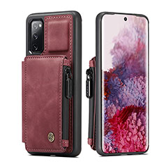 Coque Luxe Cuir Housse Etui C01S pour Samsung Galaxy S20 FE 5G Rouge