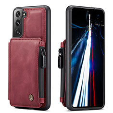 Coque Luxe Cuir Housse Etui C01S pour Samsung Galaxy S21 Plus 5G Rouge